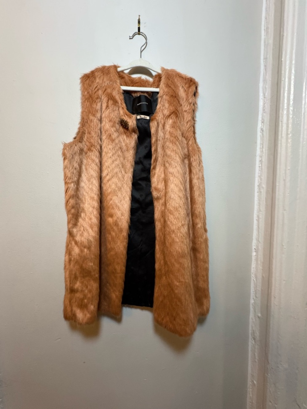 Scotch and Soda Faux Fur Sleeveless Vest - Tan